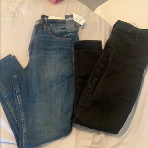 Blue and Black Women's Jeans
